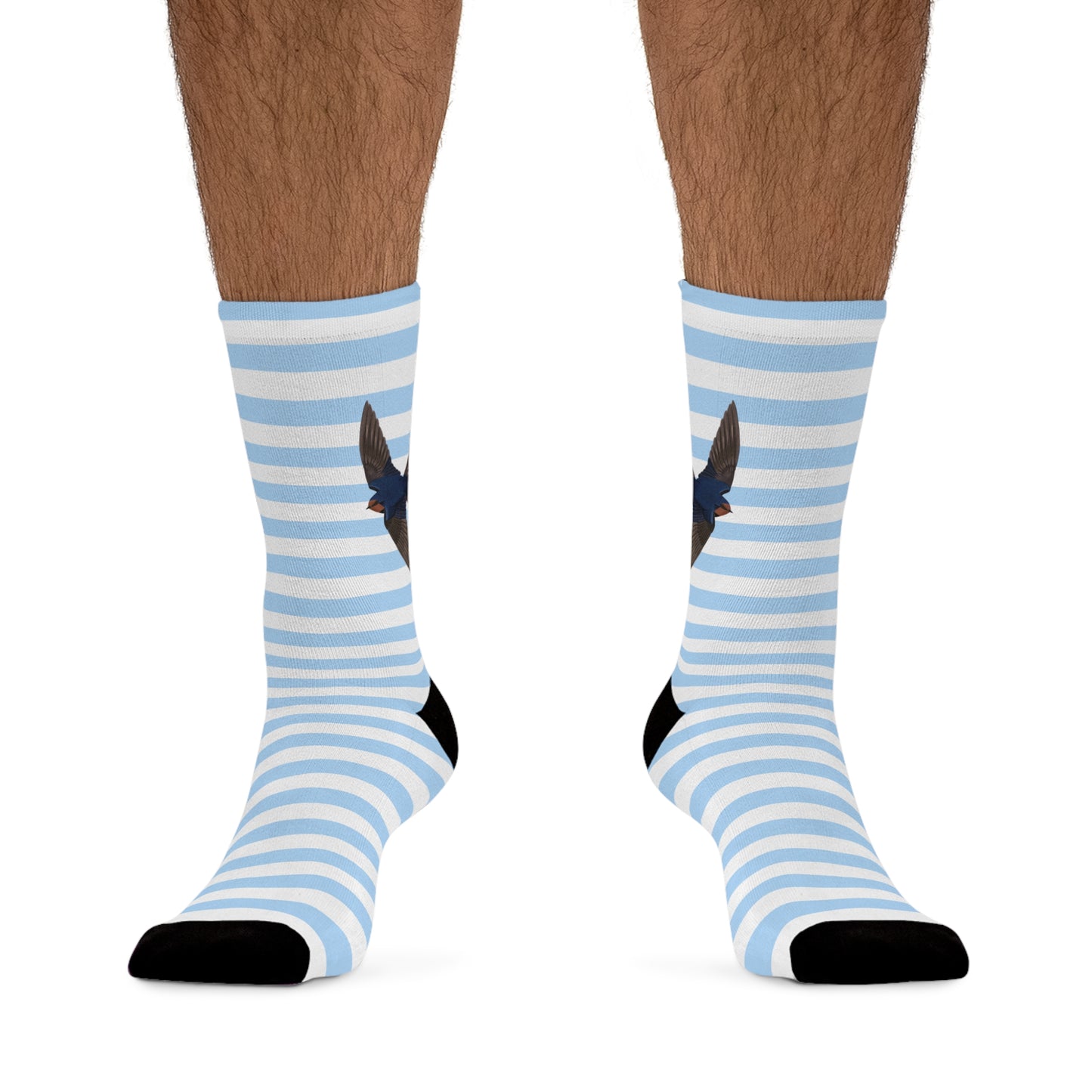 Barn Swallow Stripes Blue White Birding & Birdwatching Bird Socks