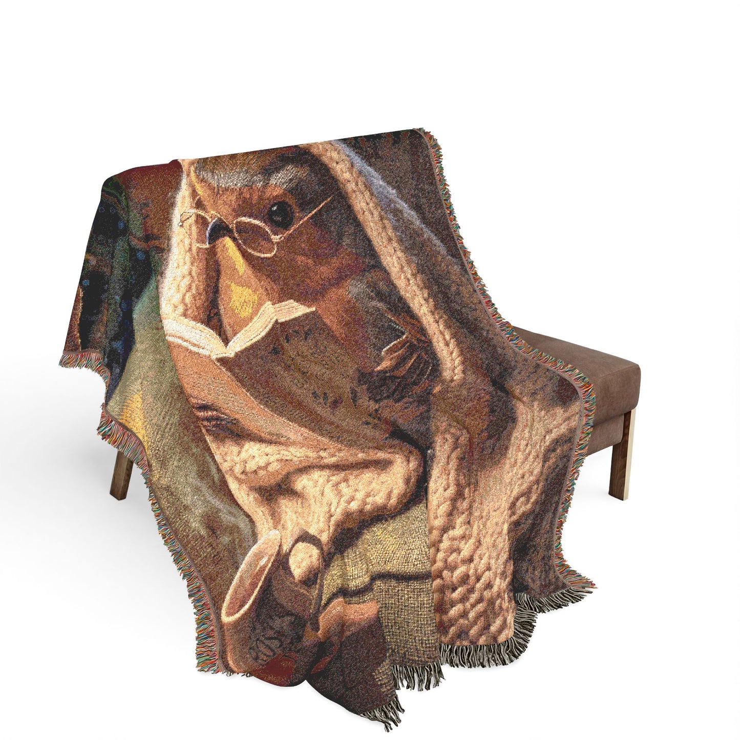 Robin Rosi Reading on the Sofa Woven Blanket - Cozy Evening Tapestry Throw