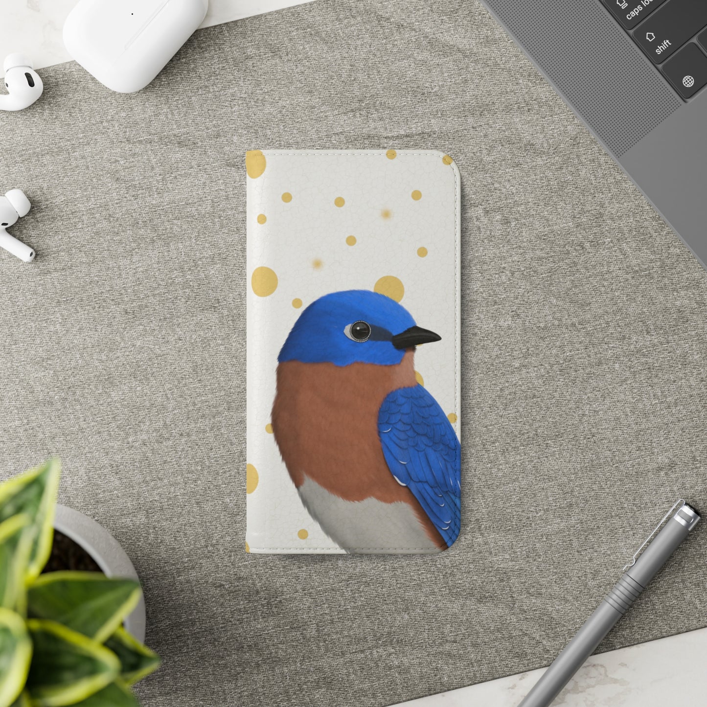 Bluebird Bird Art Phone Flip Case