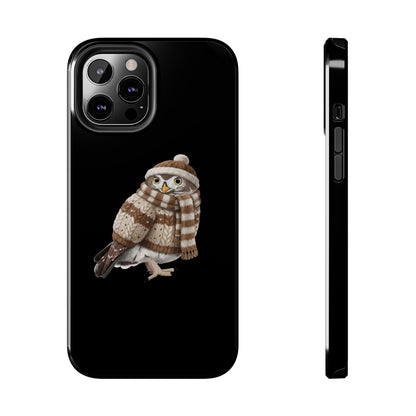 鳥のアートが描かれたフクロウの二層式iPhoneケース - 鳥類学者や鳥好きの方へのプレゼントに最適