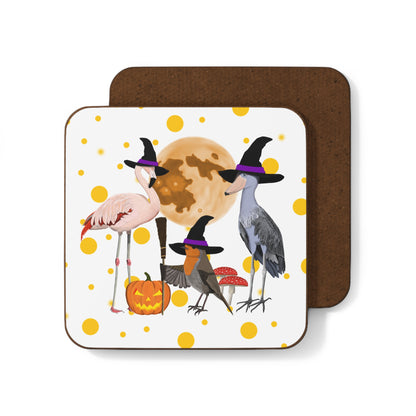 Shoebill Flamingo Robin Orange Dots Halloween Bird Hardboard Coaster