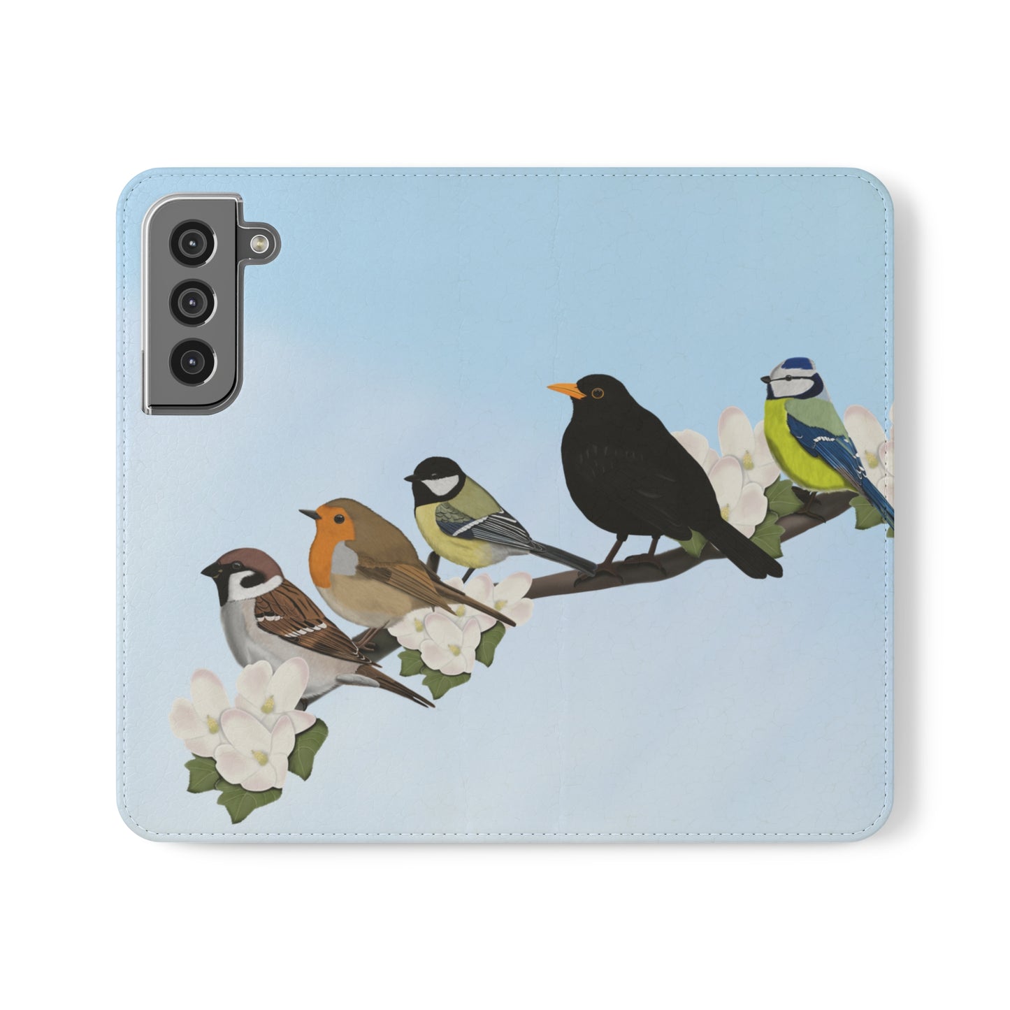 Garden Bird Blackbird Sparrow Chickadee Phone Flip Case