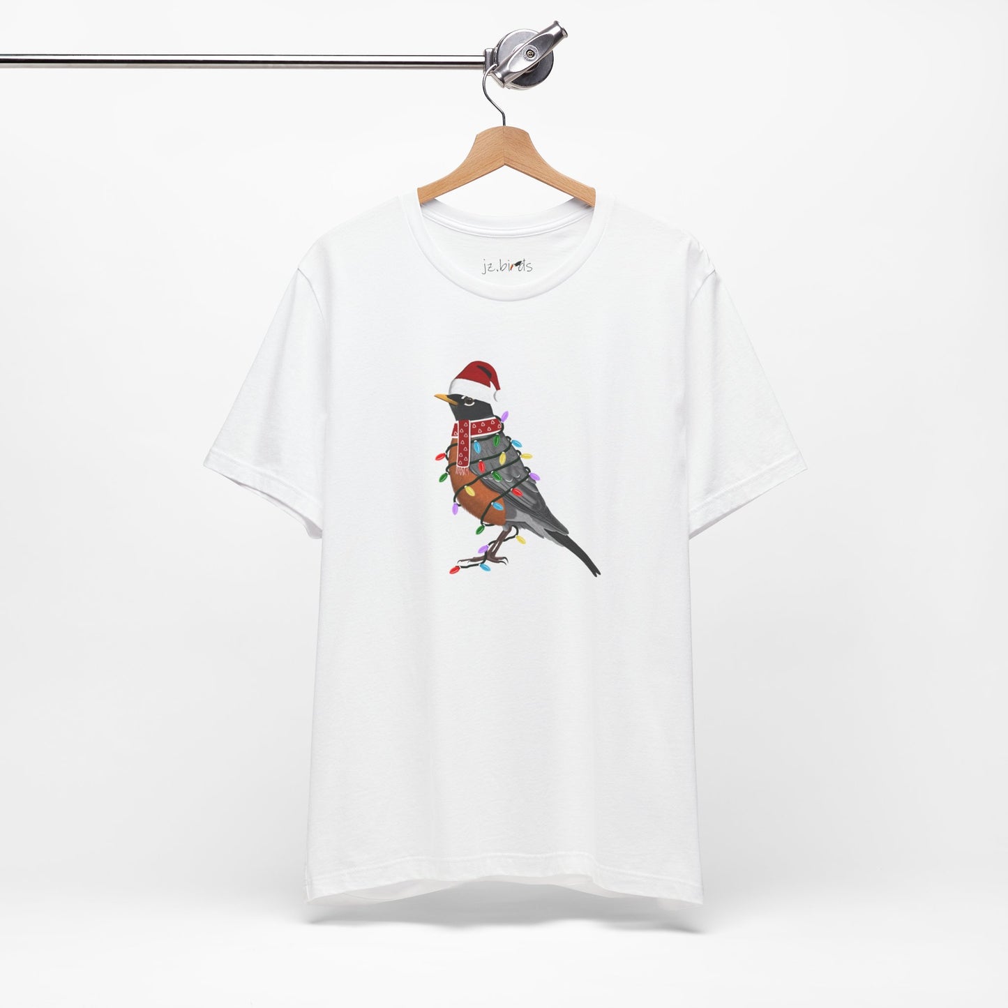 Robin with Fairy Lights Christmas Bird T-Shirt