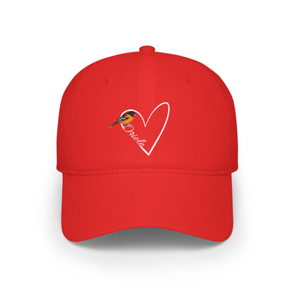 Baltimore Oriole Cap Heart | Birdwatching & Birdlover Backyard Bird Hat