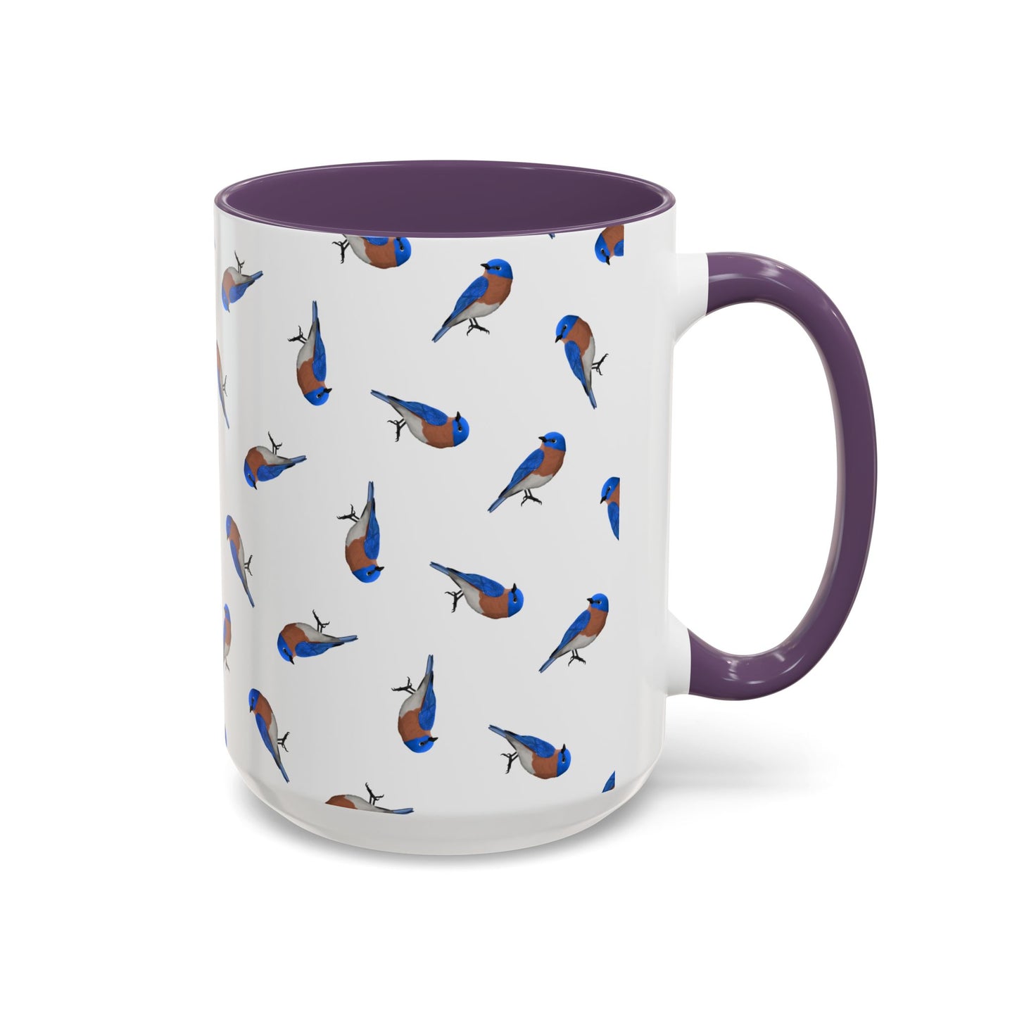 Bluebird All-Over Pattern Accent Mug | Colorful Bird Lover Gift for Birdwatchers
