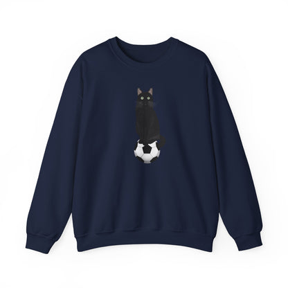 Black Cat with Soccer Cat Lover Sweatshirt