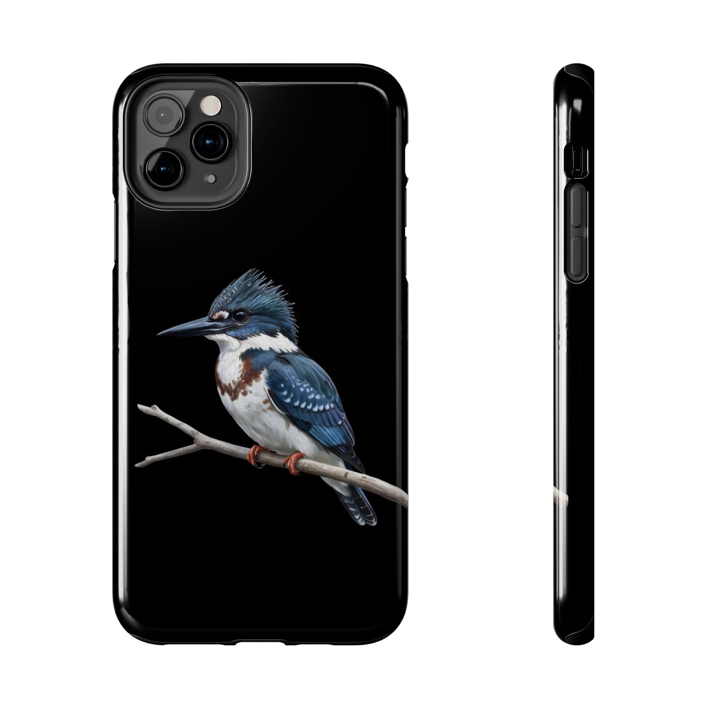 Belted Kingfisher iPhone Case – Premium Tough Phone Cover Black