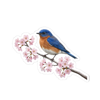 Bluebird Cherry Blossom Sticker | Glossy Floral Bird Decal Spring Laptop – Stickers