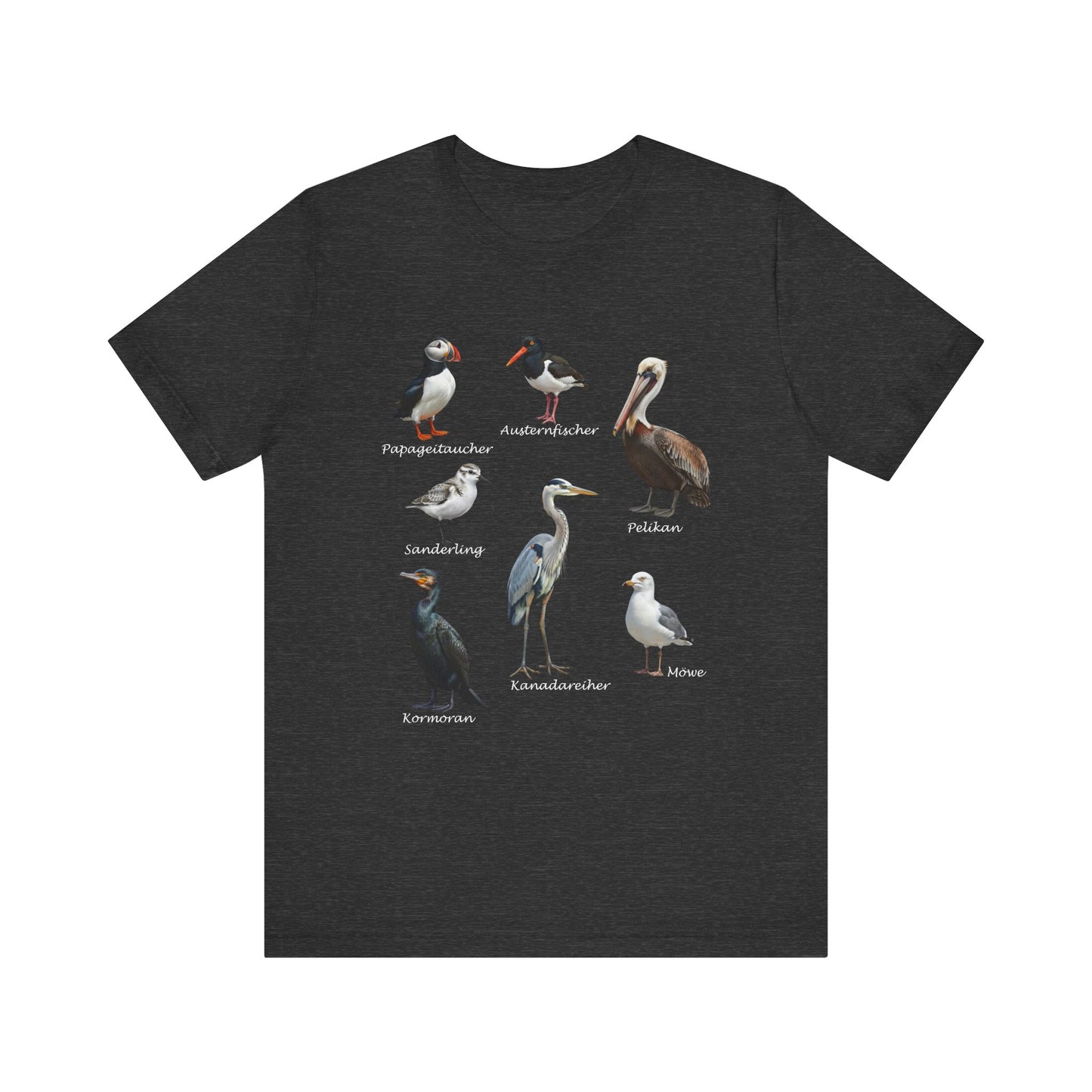 Papageitaucher und Möwe Vogel T-Shirt in Black