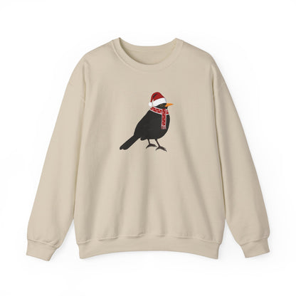 Blackbird with Christmas Hat Bird Birdwatcher Sweatshirt