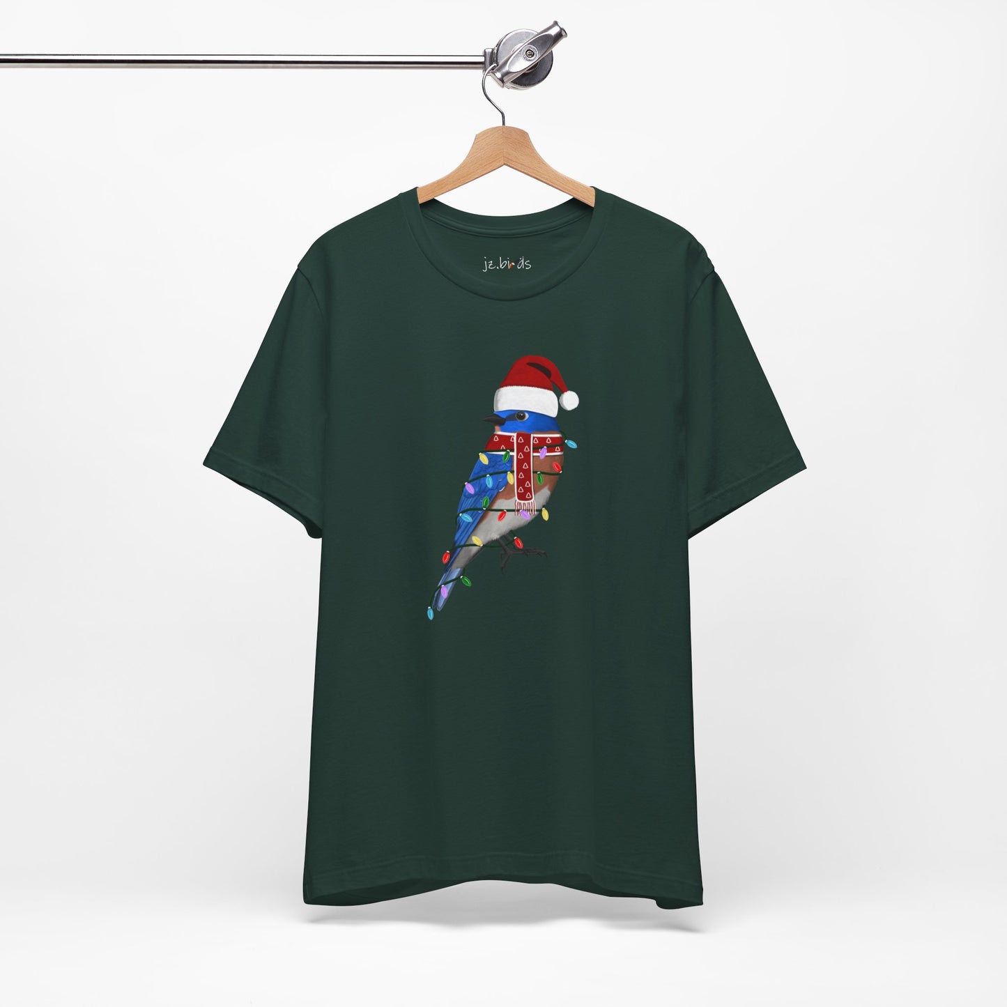 Bluebird with Fairy Lights Christmas Bird T-Shirt