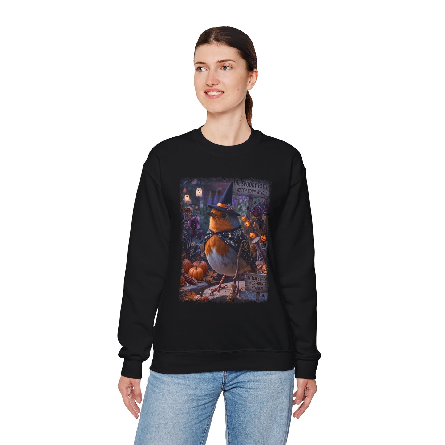 Robin Rosi Halloween Witch Sweatshirt – Cozy Crewneck for Spooky Season