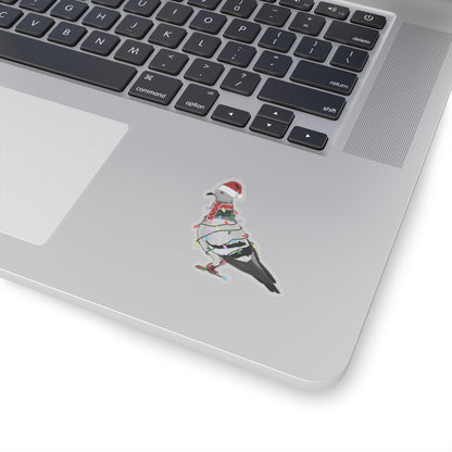 Pigeon with Fairy Lights Santa Claus Hat and Scarf Christmas Bird Sticker