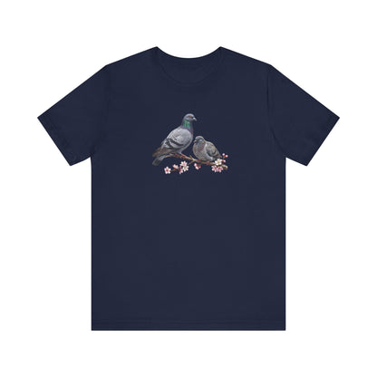 Pigeon & Fledgling T-Shirt | Spring Blossoms Unisex Graphic Tee