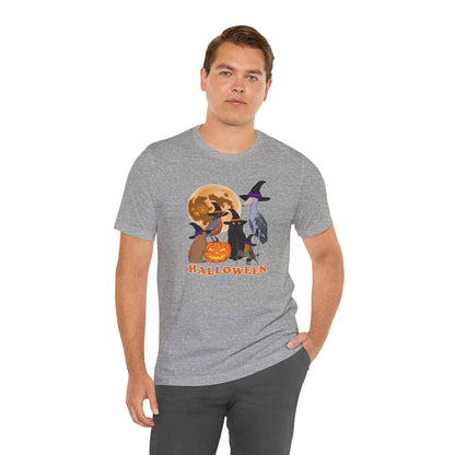 Robin Shoebill with Cat and Bunny Halloween Bird T-Shirt