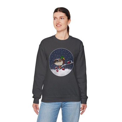 Mallard on a Winter Branch Birdwatcher Christmas Bird Sweatshirt