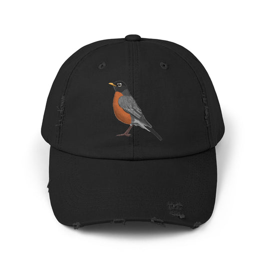 American Robin Bird Art Distressed Cap