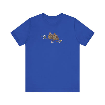 Cardinal Fledgling T-Shirt | Spring Blossoms Unisex Graphic Tee for Bird Watchers