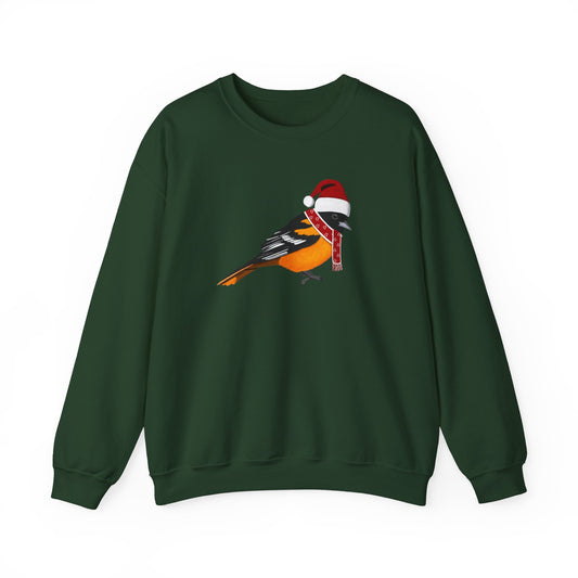 Baltimore Oriole with Christmas Hat Bird Birdwatcher Sweatshirt