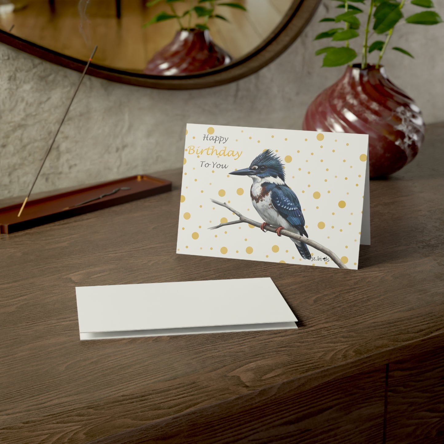 Belted Kingfisher Birthday Card – Premium Matte Bird Greeting Card