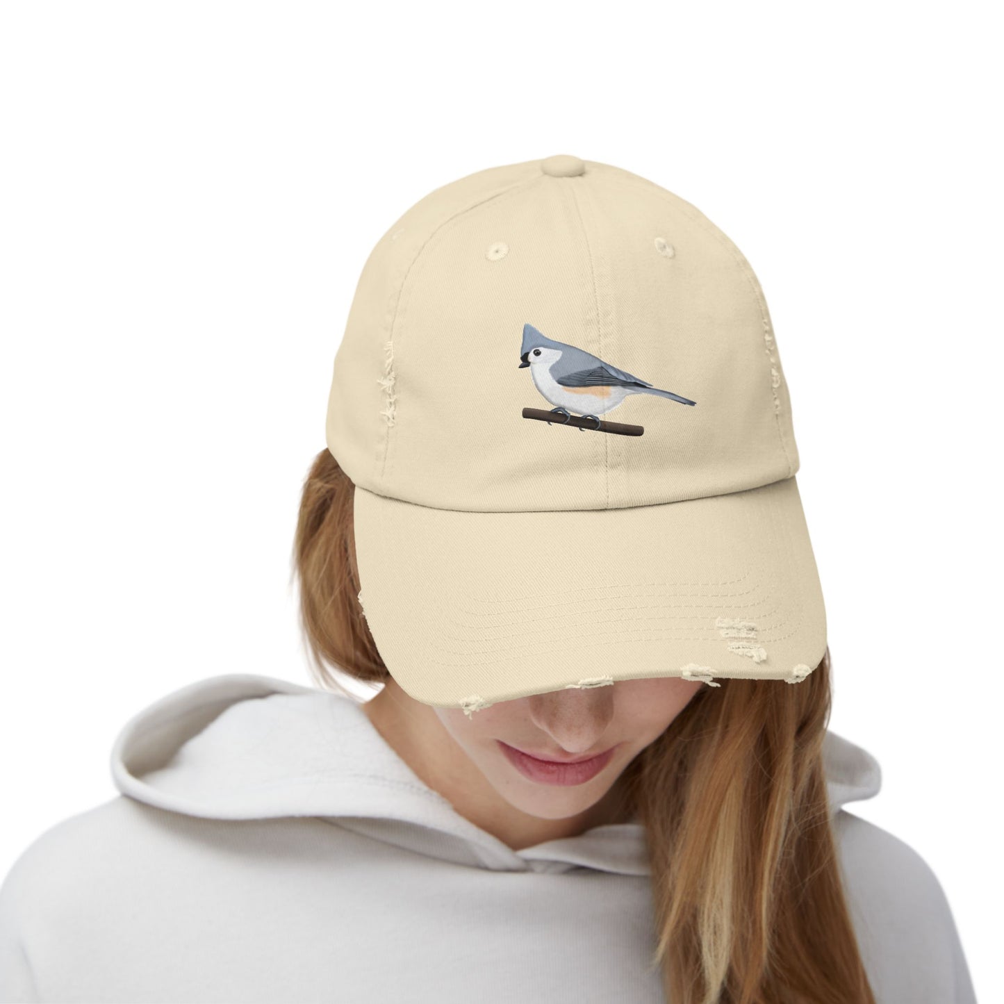 Tufted Titmouse Bird Art Distressed Cap