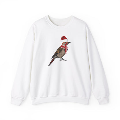 Northern Flicker with Christmas Hat Bird Birdwatcher Sweatshirt