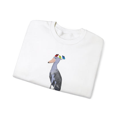 Shoebill with Butterflies Bird Birding & Birdwatching Sweatshirt