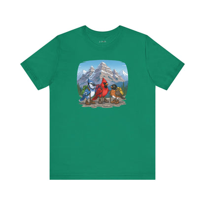 Birds Hiking T-Shirt Funny Cardinal Blue Jay Robin on a Hike Bird Watcher Bird Lover
