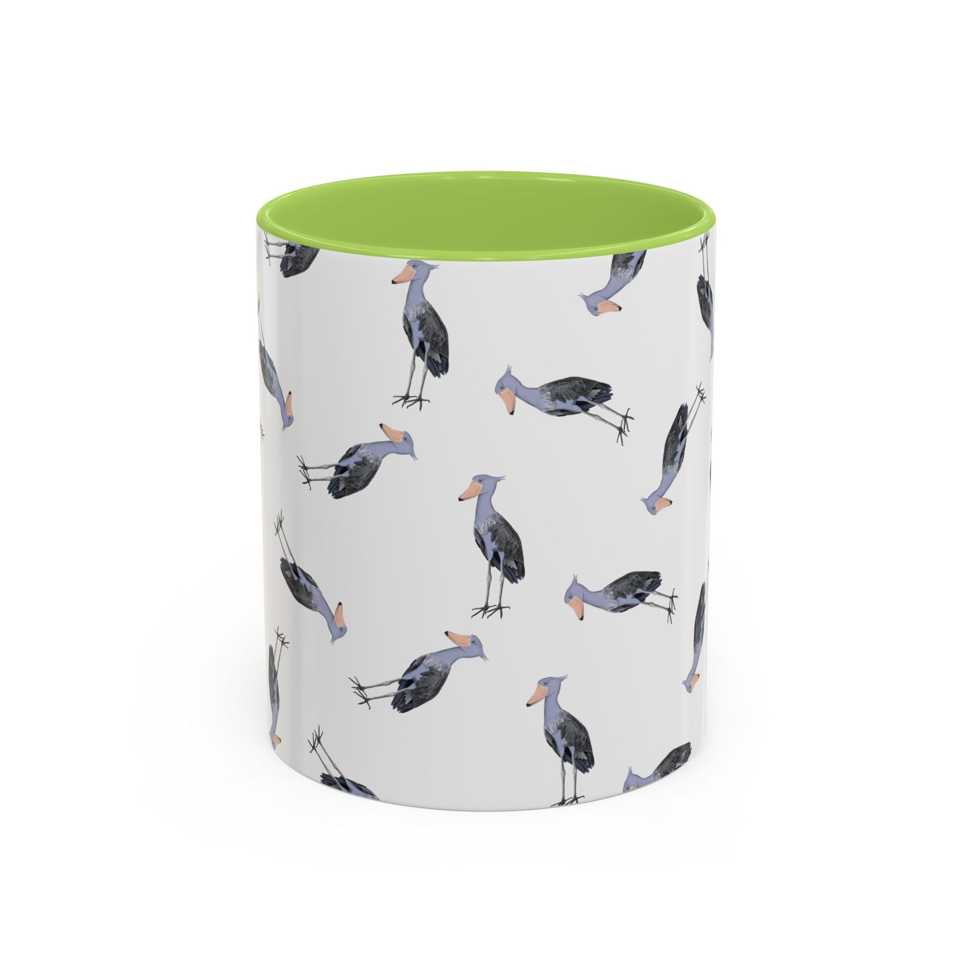 Schuhschnabel Tasse mit Streumuster | Vogelmotiv Kaffeebecher für Vogelbeobachter & Naturfreunde in Purple