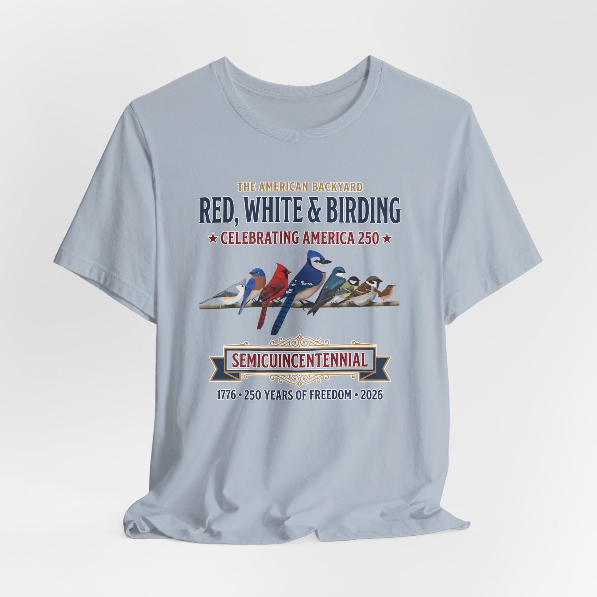 Red, White & Birding Vintage T-Shirt | America 250 Backyard Birds in Athletic Heather