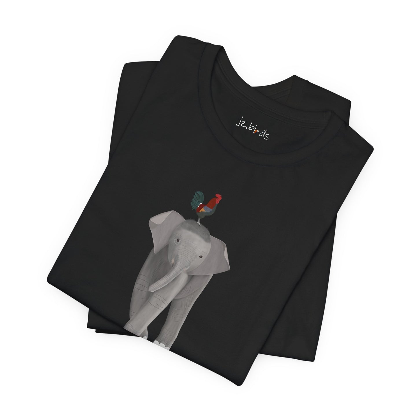 Elephant with Rooster Bird Birding & Birdwatching T-Shirt