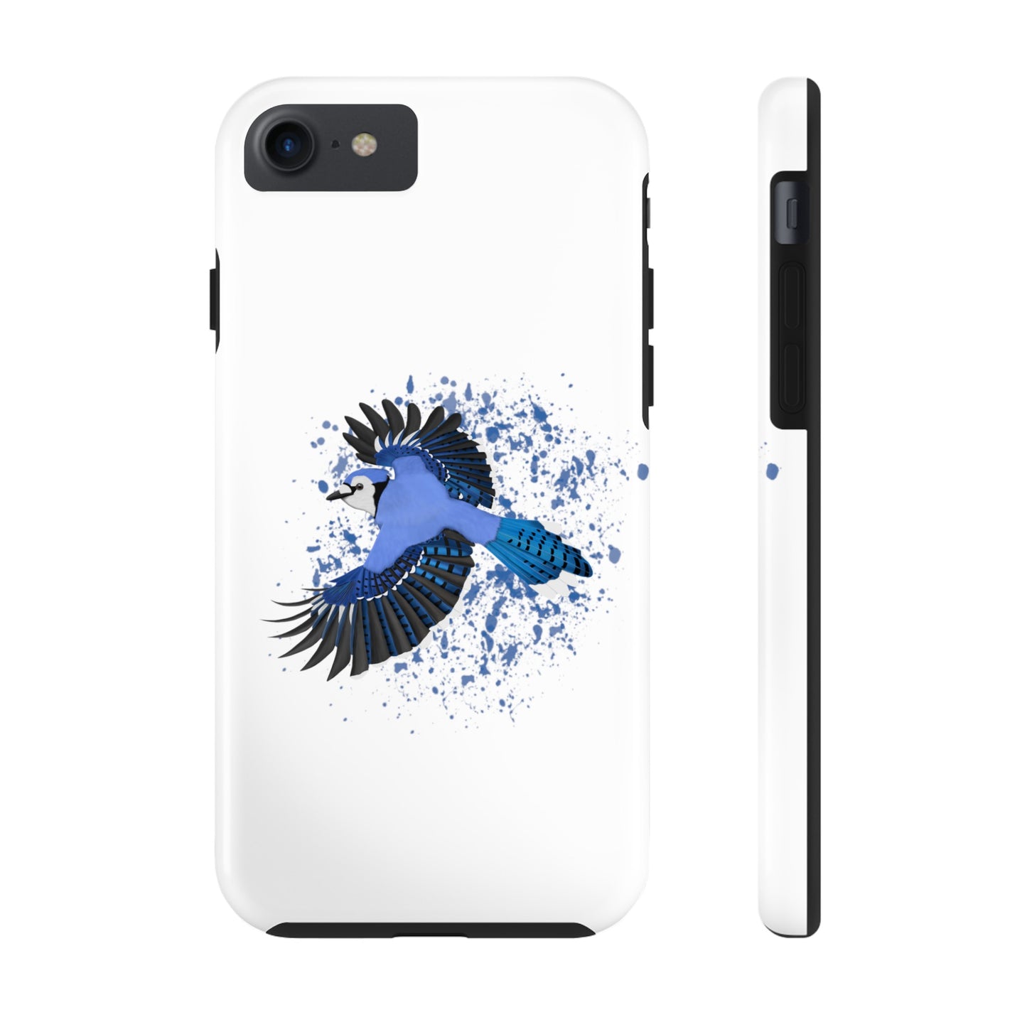 Blue Jay Bird Art Tough Phone Case White