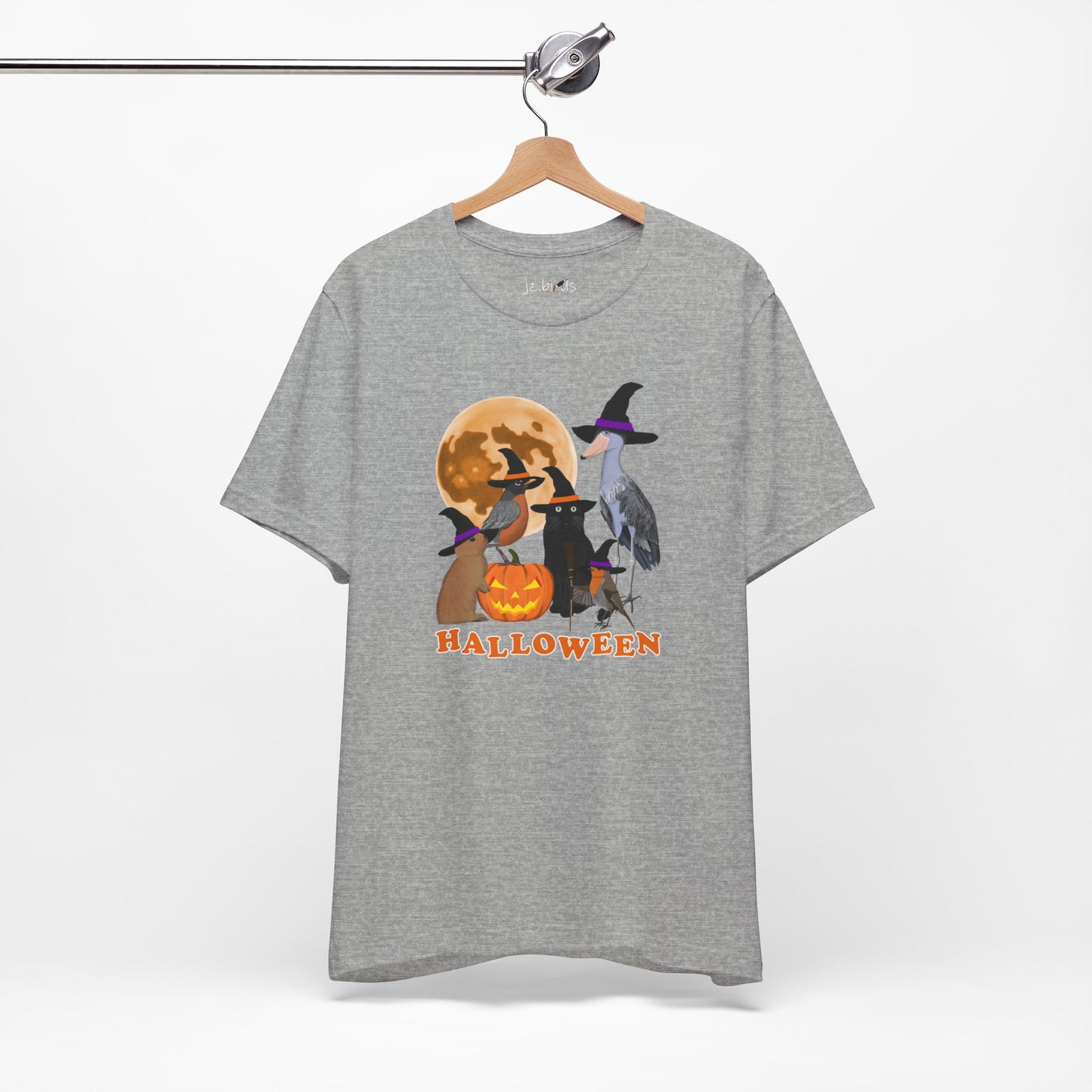 Robin Shoebill with Cat and Bunny Halloween Bird T-Shirt