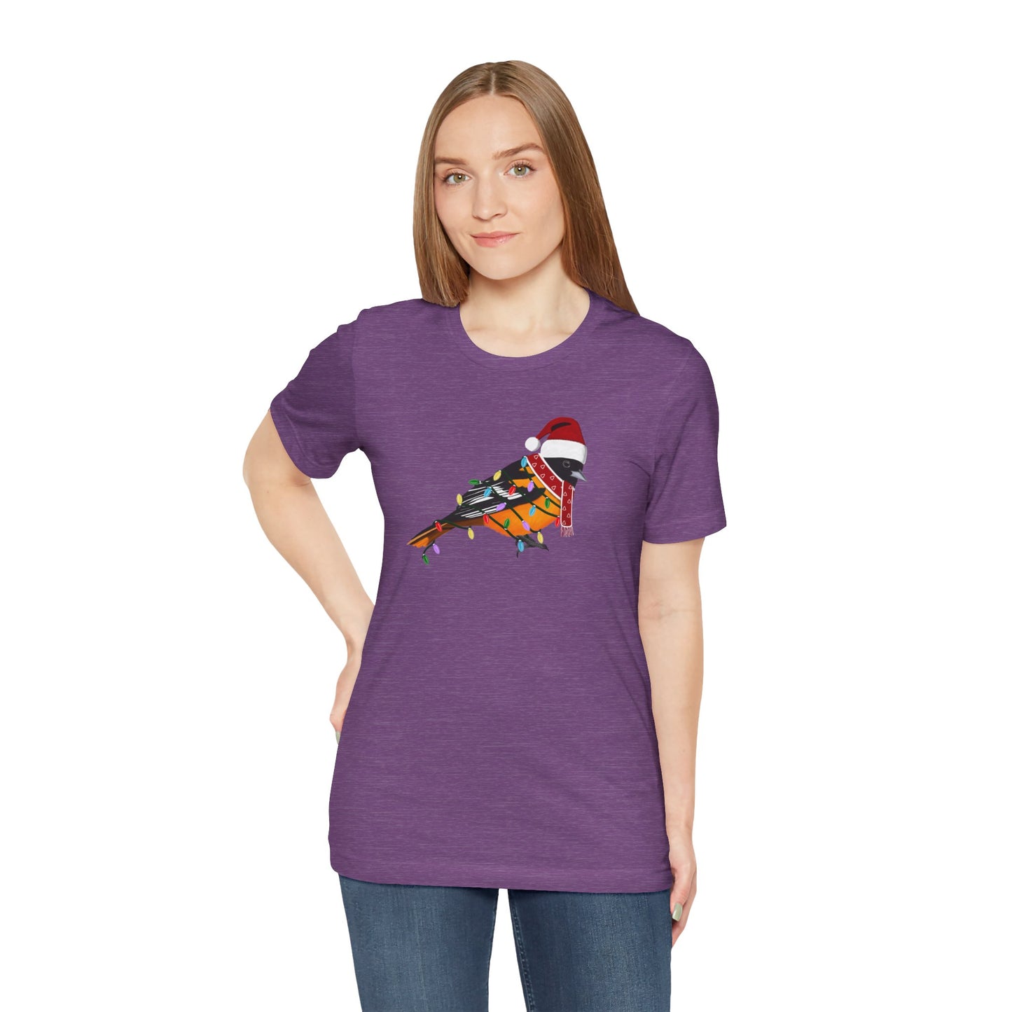 Baltimore Oriole with Fairy Lights Christmas Bird T-Shirt