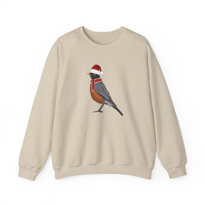 Robin with Christmas Hat Bird Birdwatcher Sweatshirt