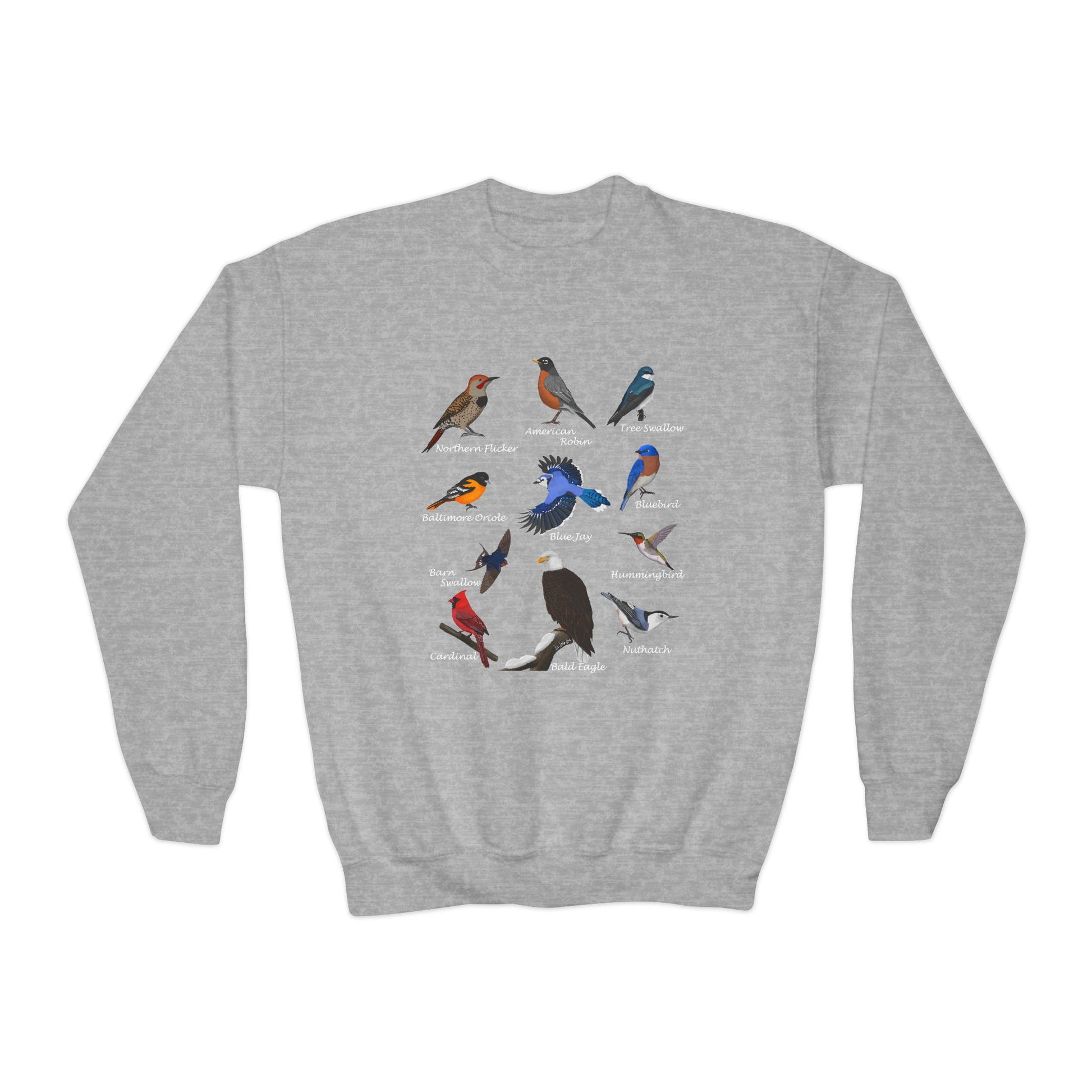 Hummingbird, Bluebird, Blue Jay, Cardinal, Robin and Eagle Youth Sweatshirts in Maroon