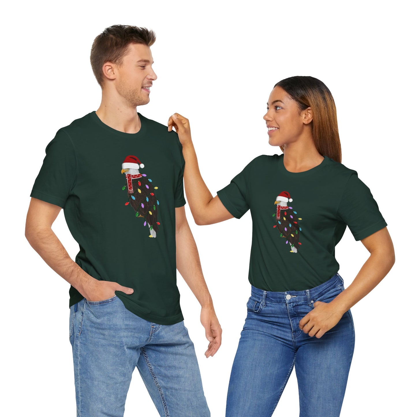 Bald Eagle with Fairy Lights Christmas Bird T-Shirt