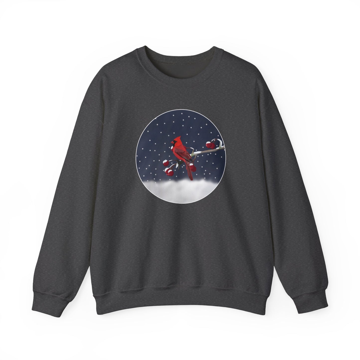 Cardinal on a Winter Branch Christmas Bird Sweatshirt