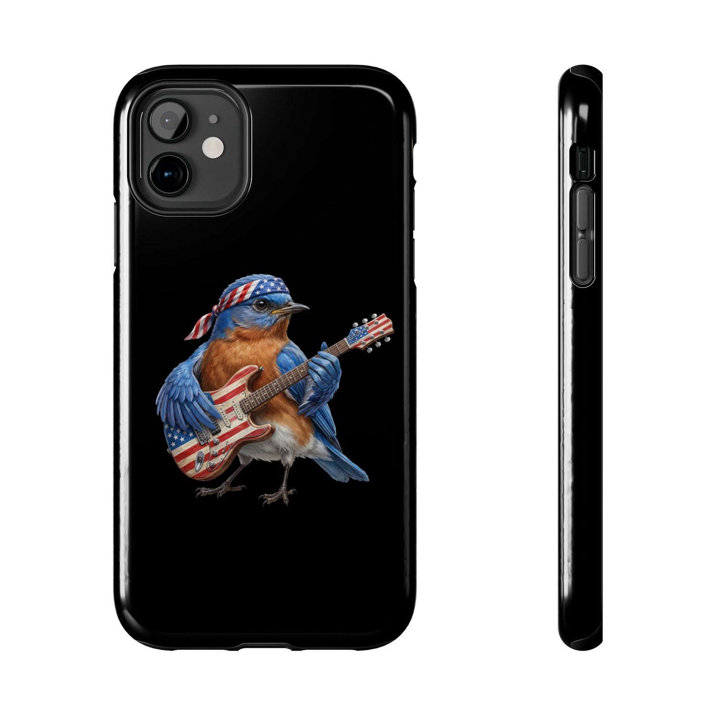 Bluebird with Guitar iPhone Case – Premium Tough Phone Cover Black