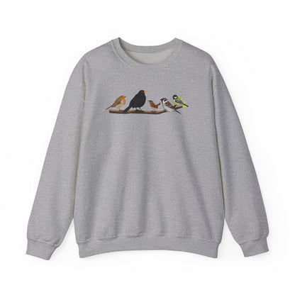 Vögel auf einem Ast Vogel Sweatshirt Amsel Rotkehlchen Kohlmeise Zaunkönig Spatz