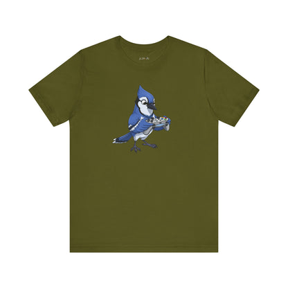 Blue Jay Playing Video Games Funny Gamer and Bird Lover T-Shirt
