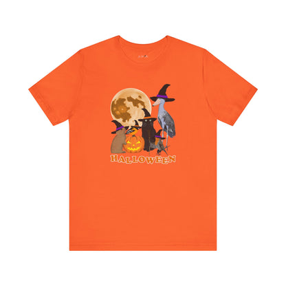 Baltimore Oriole Robin Shoebill with Cat and Bunny Halloween Bird T-Shirt