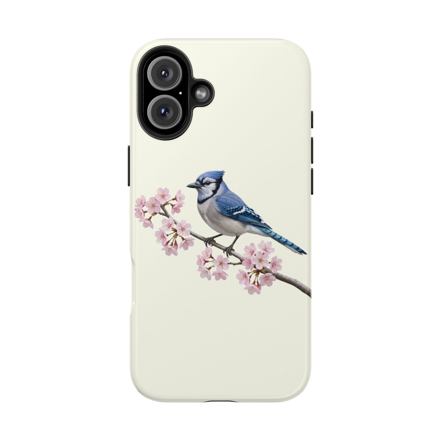 Blue Jay & Cherry Blossom Tough iPhone Case Creamy White