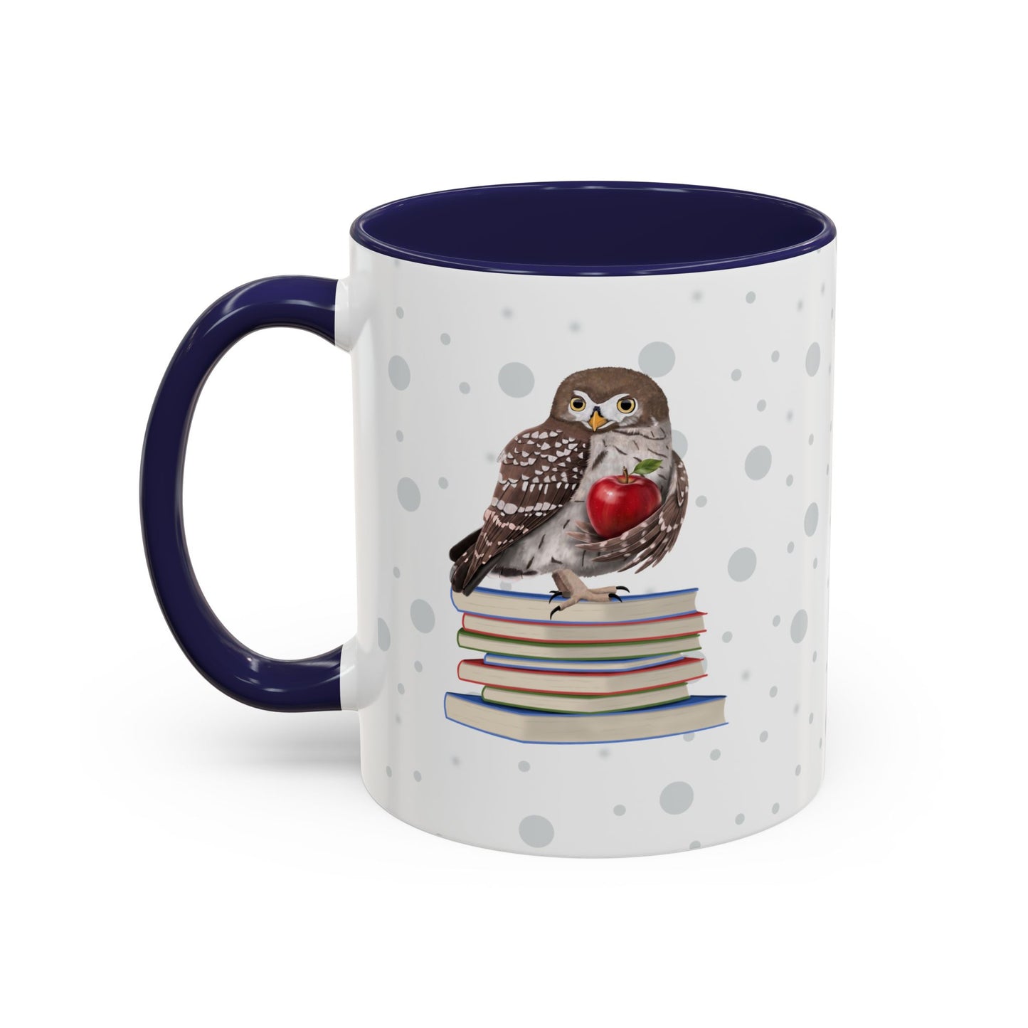 Cute Owl on Books Teacher Mug – Two-Tone Classroom Coffee Cup
