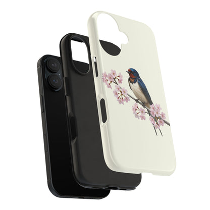 Barn Swallow & Cherry Blossom Tough iPhone Case Creamy White
