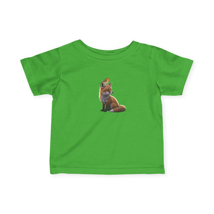 Fuchs mit Rotkehlchen Vogelmotiv Baby T-Shirt Süßes Tiermotiv
