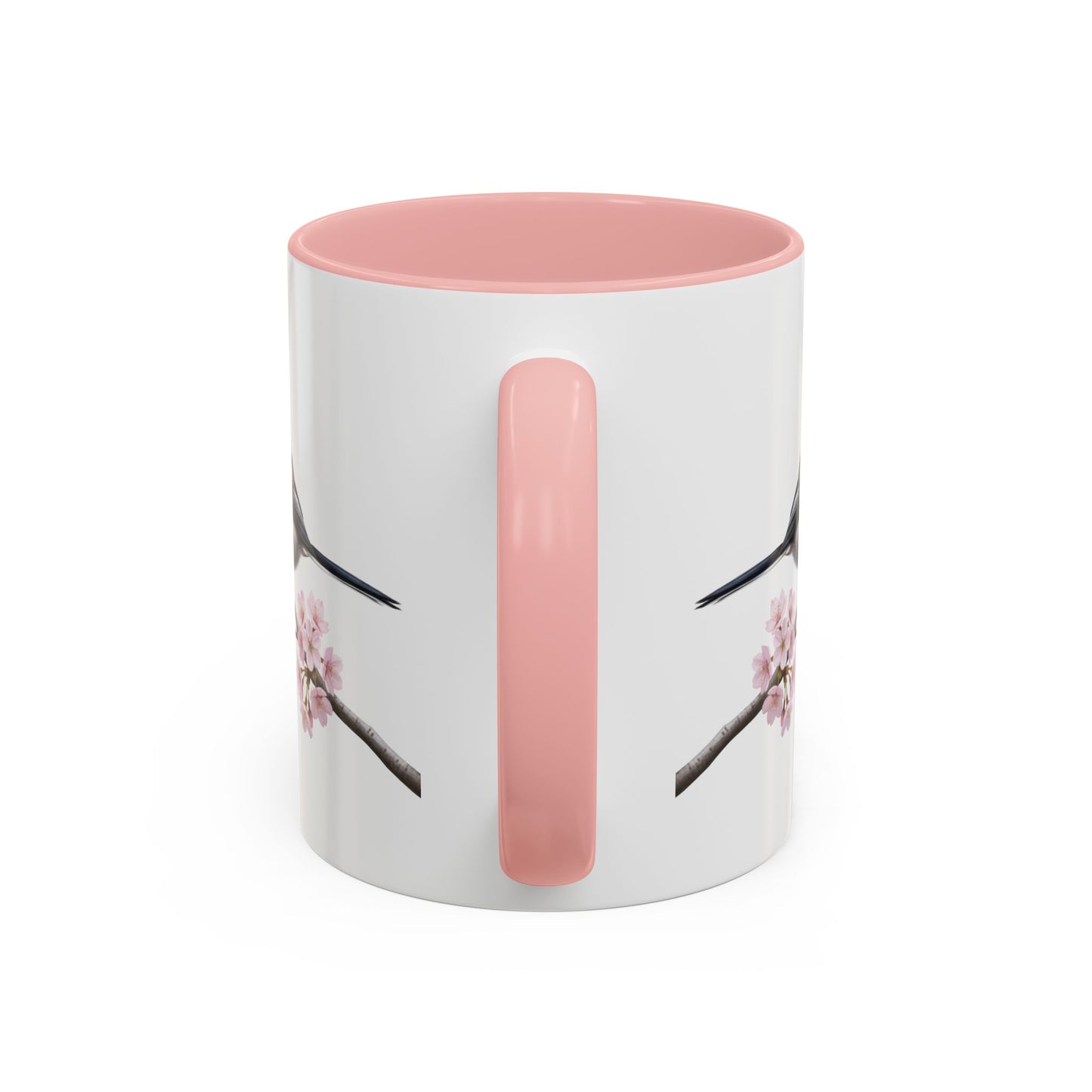 Long Tailed Titmouse Cherry Blossom Mug | Pink Ceramic Coffee Cup for Bird Lovers – 11oz,