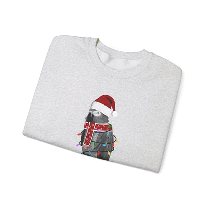 Grey Parrot with Fairy Lights Santa Claus Christmas Bird Sweatshirt