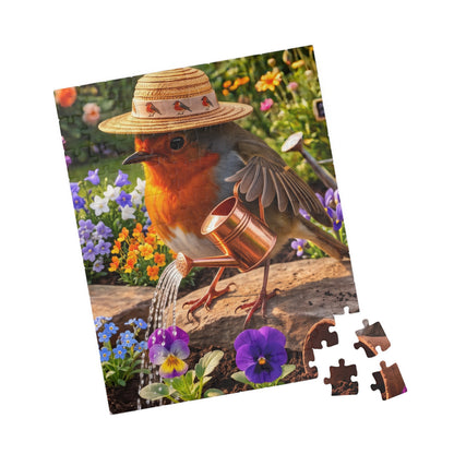 Robin Rosi Watering Flowers Jigsaw Puzzle for Gardeners and Cozy Aesthetic Fans