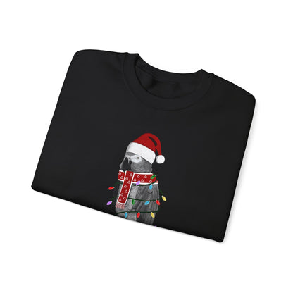 Grey Parrot with Fairy Lights Santa Claus Christmas Bird Sweatshirt